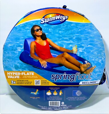 #ad SwimWays Spring Float Recliner Swim Lounger for Pool or Lake with Hyper Flate