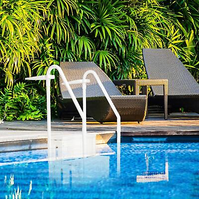 #ad 4 Step Swimming Pool Ladder Above Ground Stair Entry System with Handrails White
