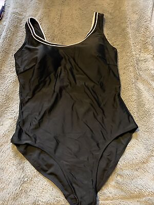 #ad Ladies Used swimming costume black With White Trim Lovely “Says”22 More Like 18