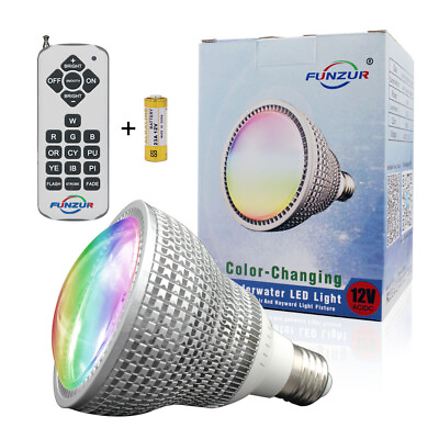 #ad LED Color Pool Light Bulb AC DC12V 25W E26 Color Changing Switchamp;Remote Control