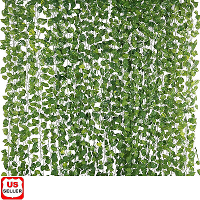 #ad 12 PCS Artificial Ivy Leaf Plants Fake Hanging Garland Plants Vine Home DecorOpe