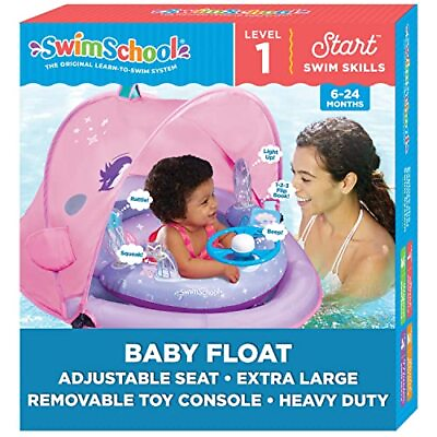 #ad SwimSchool Baby Pool Float with Adjustable Canopy 6 24 Months Includes 5 ...