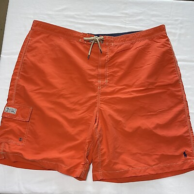 #ad Polo Ralph Lauren Big Mens Swim Trunks Board Shorts Size 3XB Orange Pony Logo