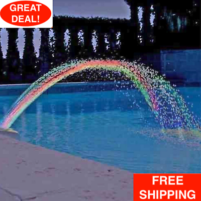 #ad Swimming Pool Rainbow Waterfall Fountain Lights Show Above Ground Colorful Light