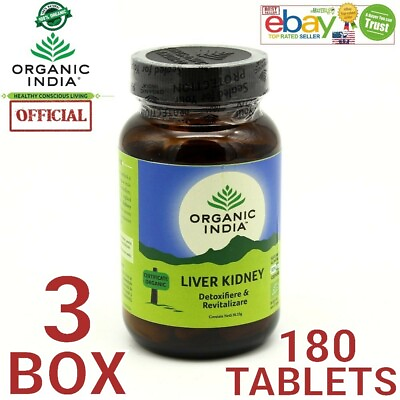 ORGANIC INDIA Liver Kidney Exp.2025 OFFICIAL USA 3 BOX 180 Capsules Care Health