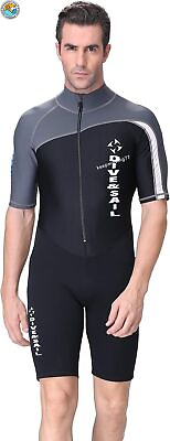 #ad Men1.5mm Shorty Wetsuit UV Protection Long Sleeve Rash Guard for Diving Swimming