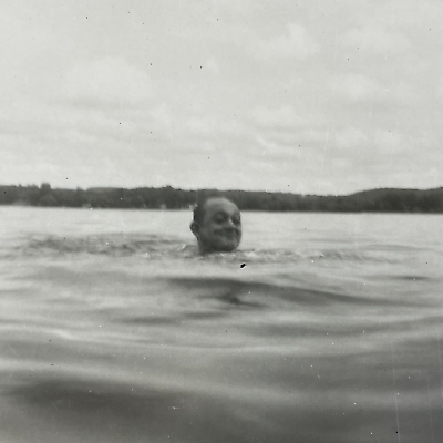 O1 Photograph 1959 Artistic Abstract Floating Head Lake Swimming Above Water