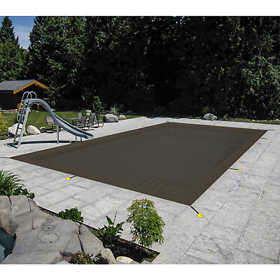 Inground Swimming Pool Cover Rectangle Winter Pool Cover Safety Heavy Duty Brown