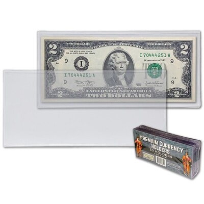 50 Semi Rigid Premium Currency Protector Sleeves US Dollar Bill Holders Canup