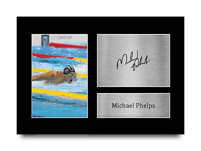 #ad Michael Phelps Swim Team USA Gift Printed Autograph A4 Picture for Swimming Fans