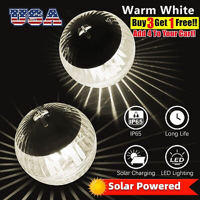 Solar LED Floating Light Warm White Swimming Pool Pond Underwater Outdoor Lamp