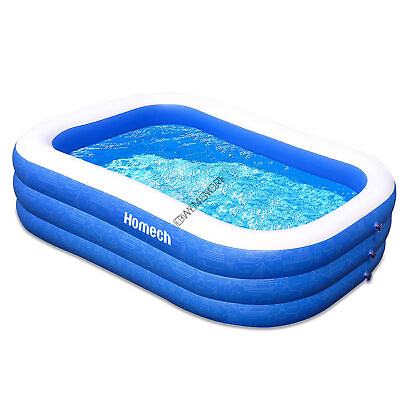 #ad Inflatable Swimming Pools Above Ground Pool With Air pump Kids Family Outdoor US