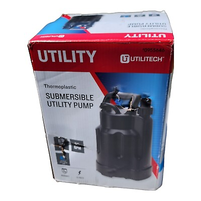 #ad Utilitech 1 6 HP 115 Volt Thermoplastic Submersible Utility Pump In Box Open Box