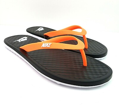 #ad Nike Ondeck Mens Size 14 Black Orange Flip Flops Sport Sandals CU3958 004