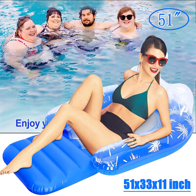 #ad 51quot; Swimming Pool Foldable Inflatable Seats Water Floating Bed Chair Beach Toys