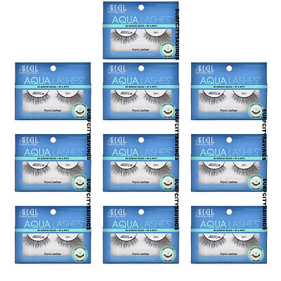 #ad 10 PACK Ardell Aqua Strip Lashes 341 Black NO adhesive needed Fast Shipping