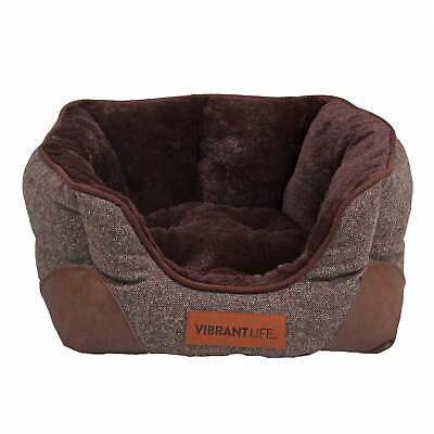 #ad Vibrant Life Small Cozy Cuddler Style Dog amp; Cat Bed Bed with High Walls Brown