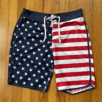#ad Old Navy Board Shorts Mens M American Flag Swim Trunks No Lining