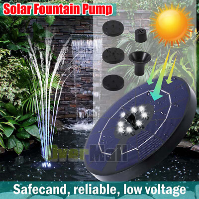 #ad Solar Powered Fountain Submersible Water Pump With LED Light Pond Pool 200L h