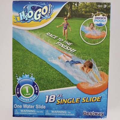 #ad NEW Bestway H20 GO Single Slip N Slide Aqua Ramp Drench Pool 18ft Water Swim