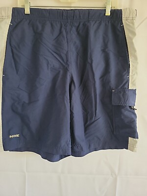 #ad Nike Men#x27;s Size Medium Blue Swimming Board Shorts Trunks UnLined W Pockets A4