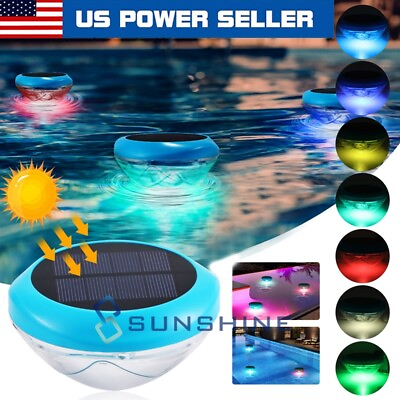 Solar RGB LED Floating Light Swimming Pool Pond Colorful Underwater Outdoor Lamp