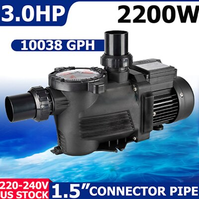 #ad 3.0HP For Hayward Swimming Pool Pump In Above Ground Motor Strainer 2200W DC220V