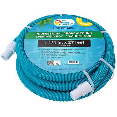 #ad 1 1 4quot; x 27 Ft Above Ground Swimming Pool Vacuum Hose Swivel Cuff Cut to Fit