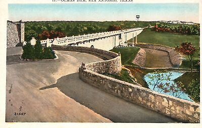 Vintage Postcard Olmas Dam Across Dry Channel Winter Ground San Antonio Texas TX