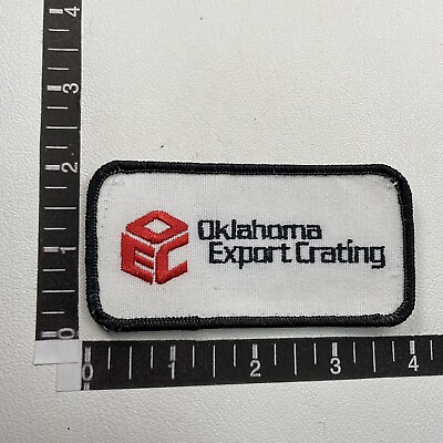 #ad Vtg Used OKLAHOMA EXPORT CRATING Uniform Advertising Patch O6WL