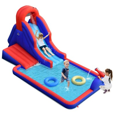 #ad 5 in 1Outdoor Splash Inflatable Swimming Pool Water Slide Bounce W Climbing Wall