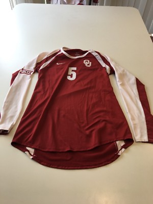 #ad Game Worn Used Oklahoma Sooners OU Nike Volleyball Jersey Dri Fit Size L #5