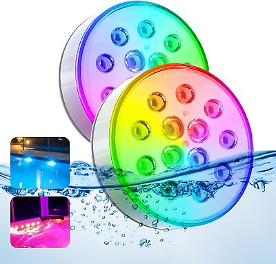 #ad Pool Lights 2023 Upgraded Rechargeable Submersible LED Lights with 2 Pack
