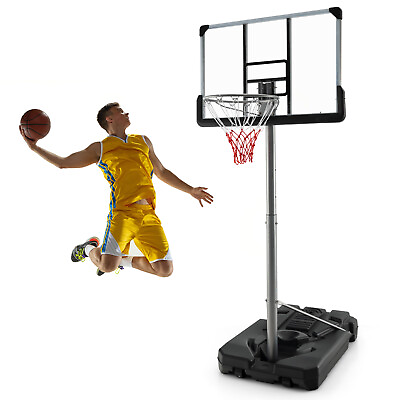 #ad 64quot; 79quot; Height Adjustable Poolside Basketball Hoop Goal System w 44quot; Backboard