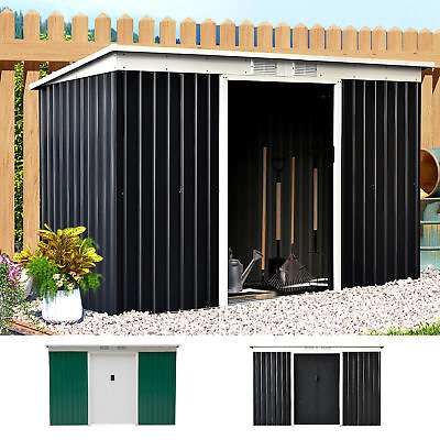 #ad 9#x27;x4#x27; Outdoor Garden Storage Shed Steel Garage Tool Utility House Backyard Lawn