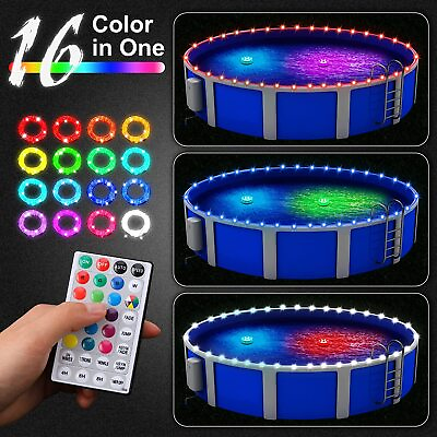 #ad Above Ground Pool Lights Submersible LED Rim Light Remote Control 39.4Ft