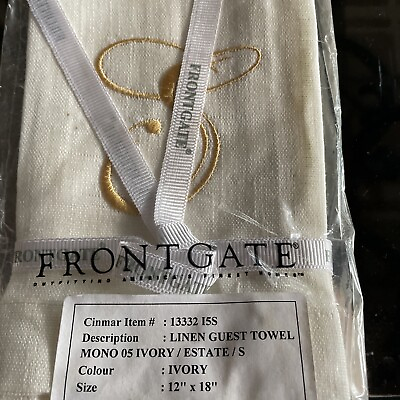#ad Set of 6 FRONTGATE Linen Guest Towels Napkins Ivory 18 x 12 Monogrammed Letter S
