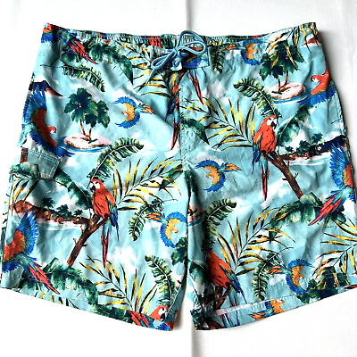 #ad #ad George Swim Shorts Swimsuit Mens 3XL 48 50 Trunks Board Tropical Hawaiian Birds