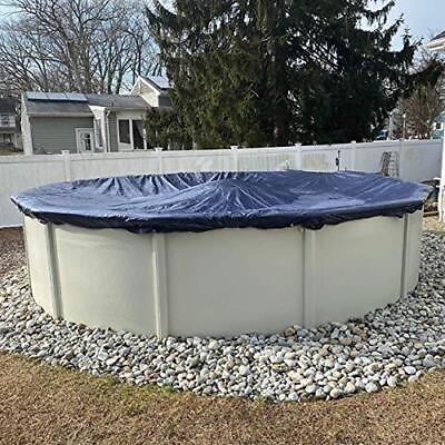 #ad Aboveground Pool Winter Cover Fits 15’ Round Solid Blue – Includes Winch Cable