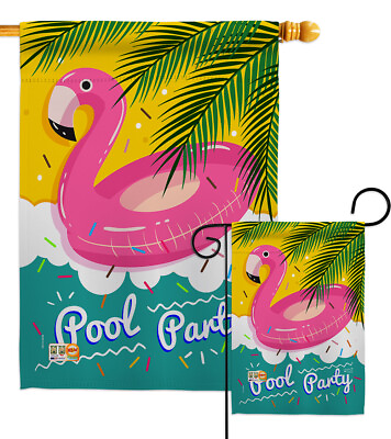#ad Summer Pool Party Fun In The Sun Flamingo Garden Flag House Yard Banner