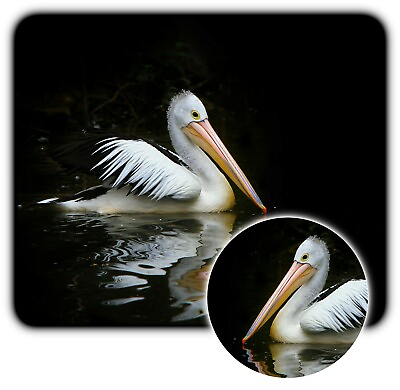 #ad #ad White Pelican Swimming Water Mouse Pad Coaster 1 4quot; Rubber Mat Great Gift