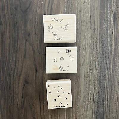 #ad Rubber Stamps Stampin Up Small Designs For Backgrounds Wood Mounted Lot Of 3