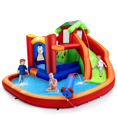 #ad Inflatable Slide Bouncer and Water Park Bounce House w Splash Pool Water Cannon