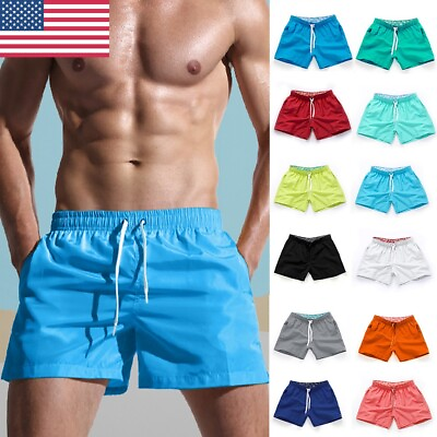 Men Casual Brand Shorts Swimsuit Pocket Quick Dry Swimming Men Swimwear Summer