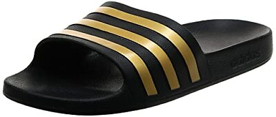 adidas unisex adult Adilette Aqua Slide Sandal Core Black Gold Metallic Core...