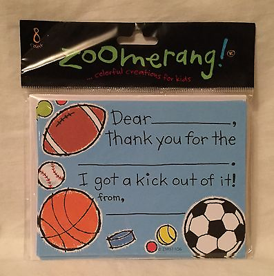 #ad ZOOMERANG Sports 8 Count Thank You amp; Envelope Pack NEW
