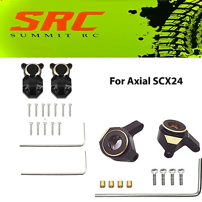 Black Brass Diff Cover Brass Steering Knuckle Combo Set for Axial SCX24 Crawler