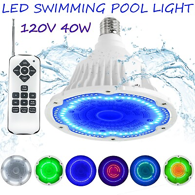 #ad #ad LED Pool Light Bulb 120V with 16 Light Modes 40 Watts LED Pool Lights US Stock