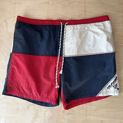 #ad Vintage Tommy Hilfiger Sailing Gear Swim Trunk Flag Shorts Men’s XL