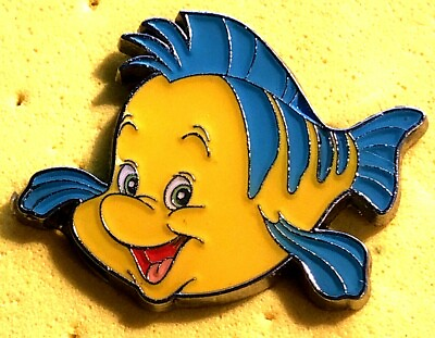 #ad DISNEY RARE HAPPY FLOUNDER FROM THE LITTLE MERMAID SWIMMING ACRYLIC FINISH PIN